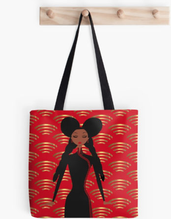African Noble Woman Double Side Print Black Tote Bag Purse Handbag for Women Girls 
