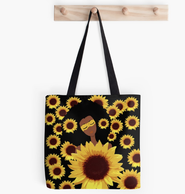 Tote with sunflower